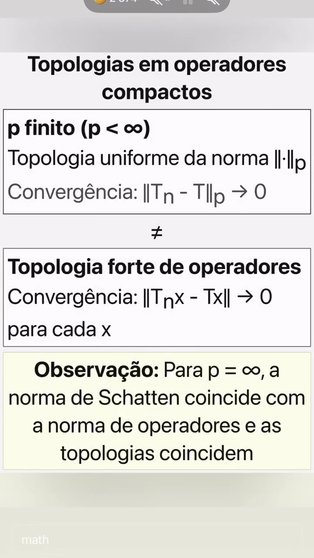 A very long reel of multilingual slides with advanced mathematics text (functional analysis, category theory, topology, operator algebras), shown over photo backgrounds or as white diagram cards, with a looping English song.