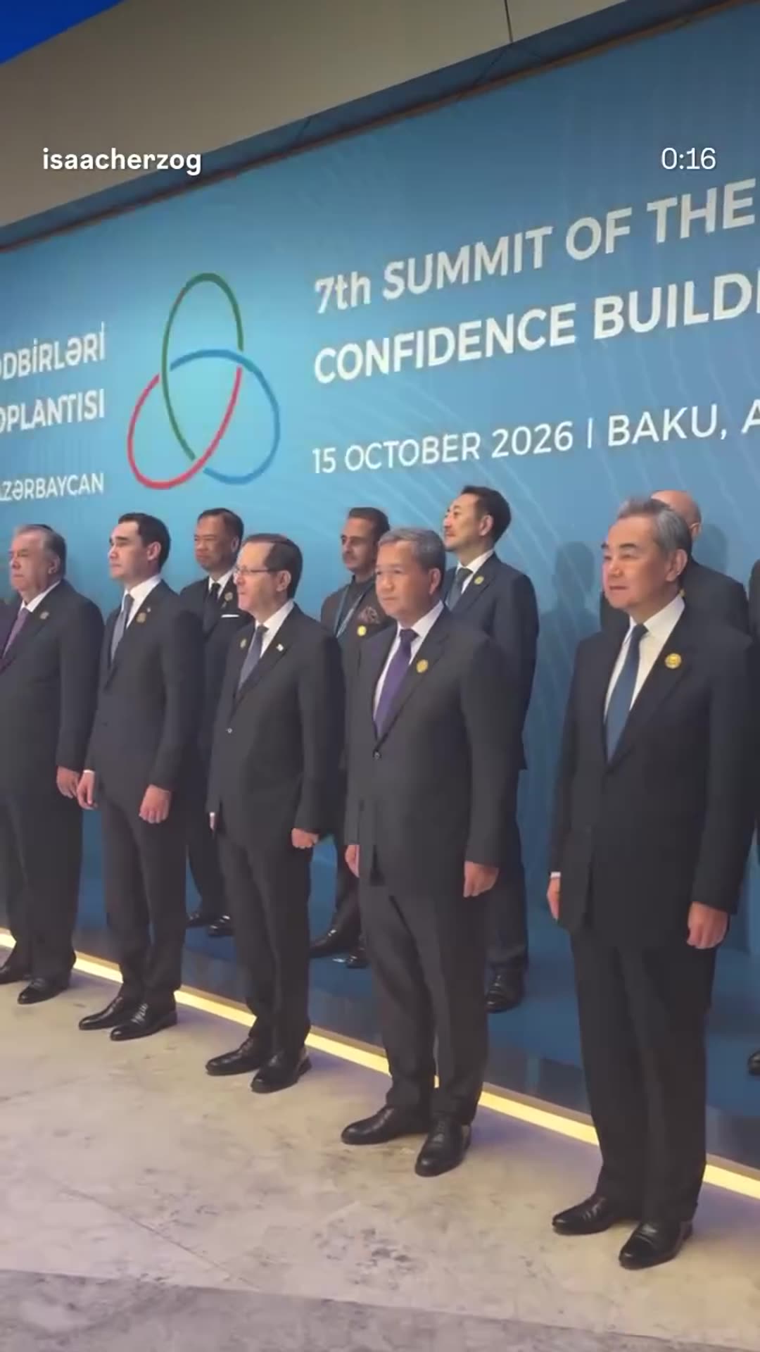 A reshared video from the Israeli president's account summarizing his visit to Azerbaijan and the CICA summit in Baku, with Hebrew subtitles. He says the visit mattered because Israel's voice was heard at an international forum of Central Asian and other Asian states, and it let him meet leaders Is…