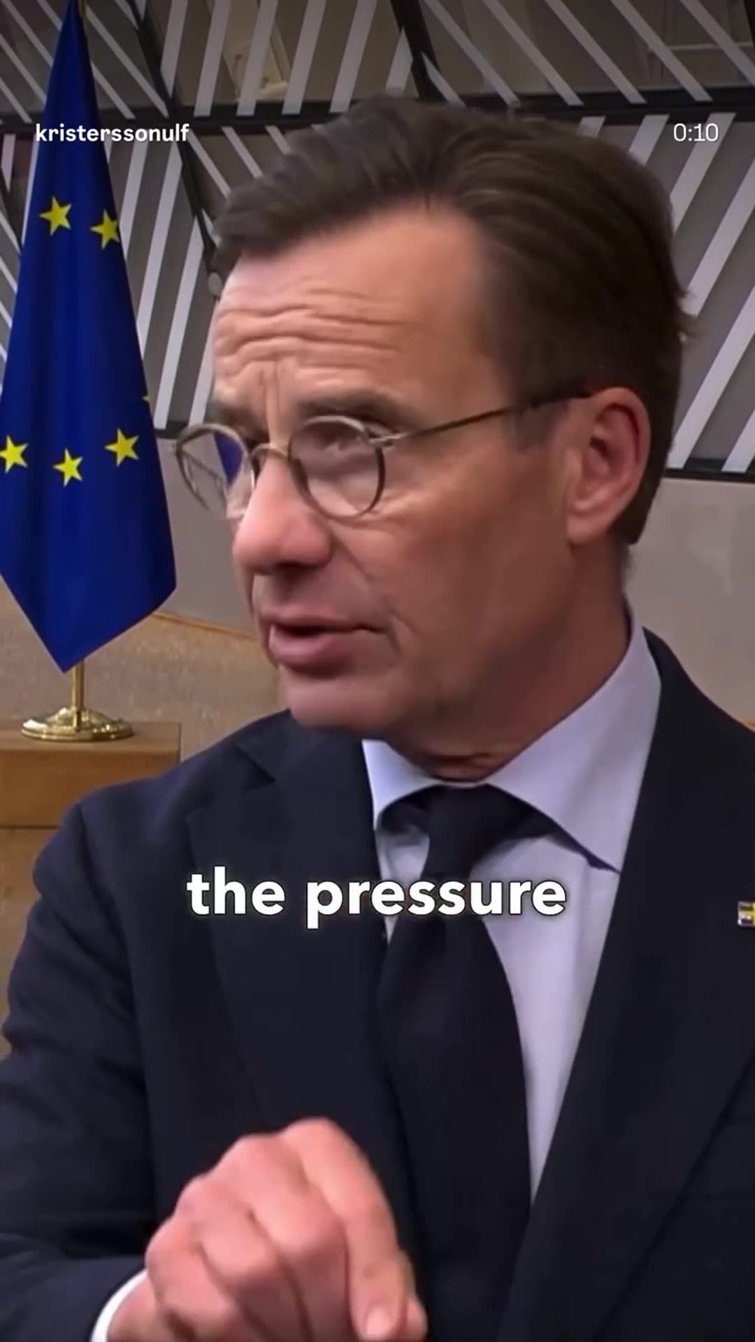 A story reshares Ulf Kristersson's reel, in which he says Europe must find a way to support Ukraine in the long run. He says pressure on Russia and support for Ukraine should increase, not decrease.