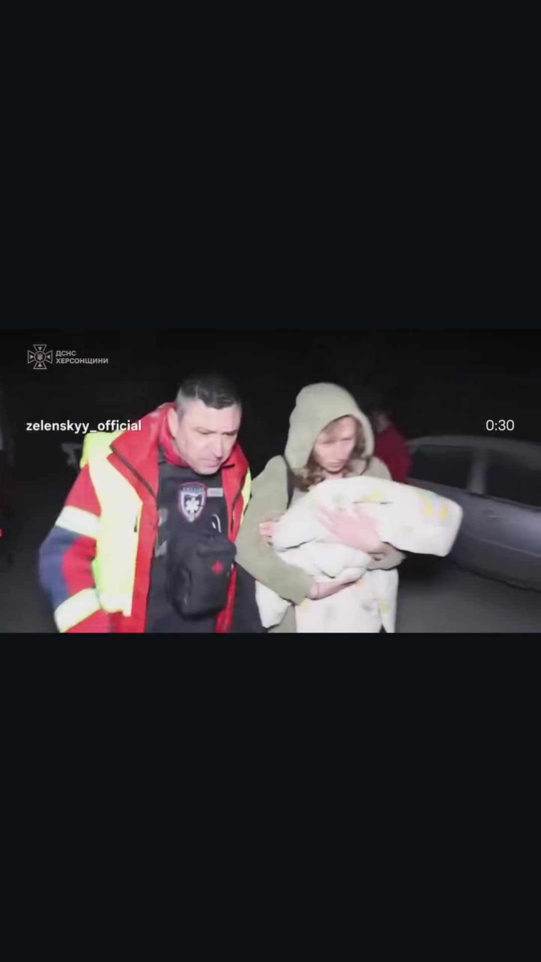 A story reshares Zelenskyy's reel showing the aftermath of Russian strikes on Ukrainian energy infrastructure and residential buildings. Firefighters from the State Emergency Service (DSNS) work in the Rivne, Kherson, Zaporizhzhia and Kharkiv regions, and rescuers help evacuate residents, including…