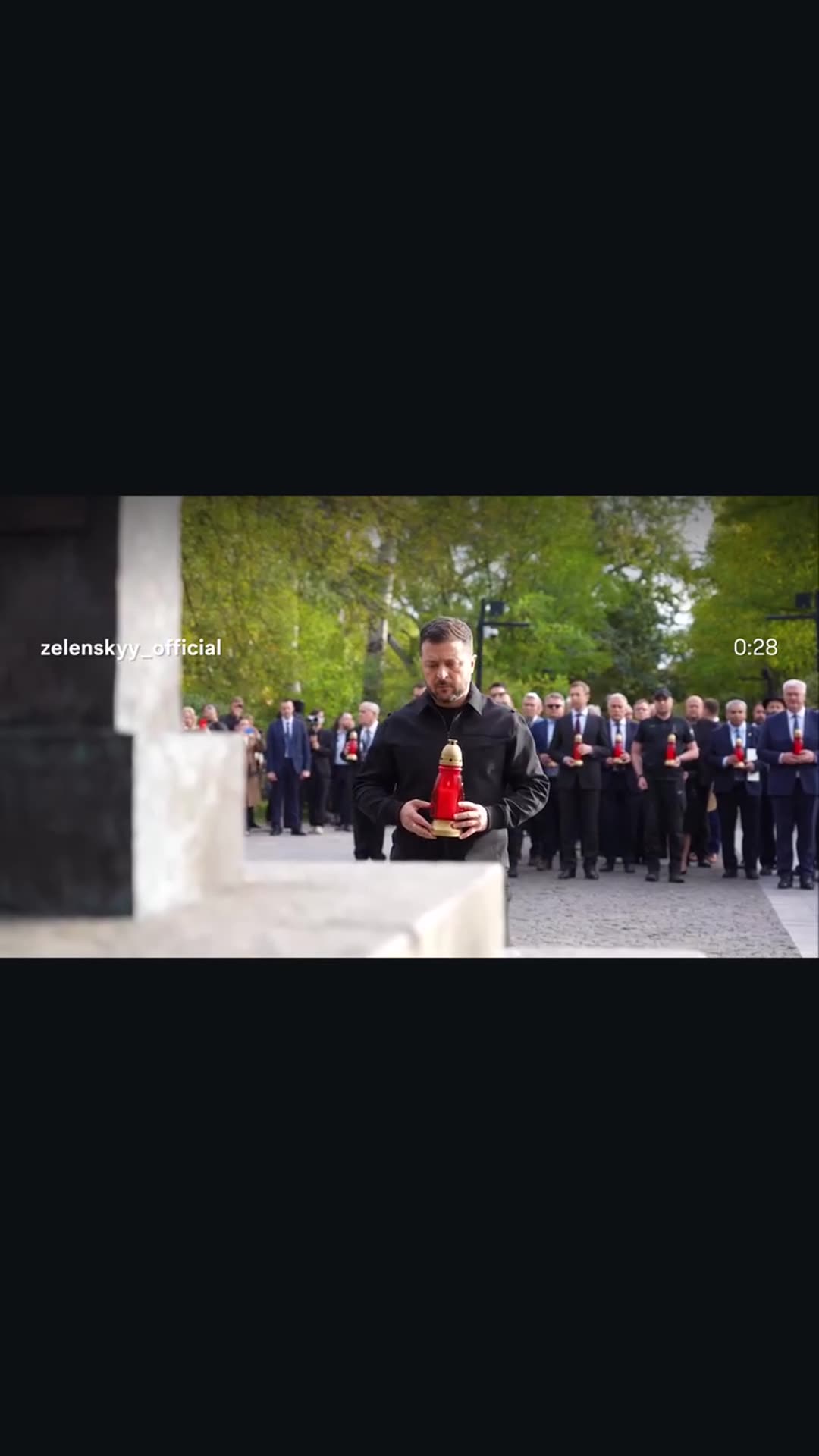 A reshared story of Zelenskyy's reel from the Babyn Yar memorial in Kyiv, where Ukrainian, Israeli and German officials, rabbis and ambassadors lit memorial candles beside the Menorah on the 85th anniversary of the massacre.