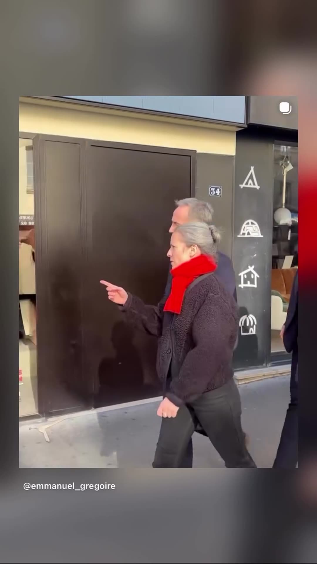 A story reshares an Instagram carousel by Emmanuel Gregoire. He visits Paris shopkeepers whose businesses were hit by looting the previous night and expresses the city's full support. Photos and videos show boarded-up and smashed shopfronts, burned scooters, street cleanup and conversations with me…