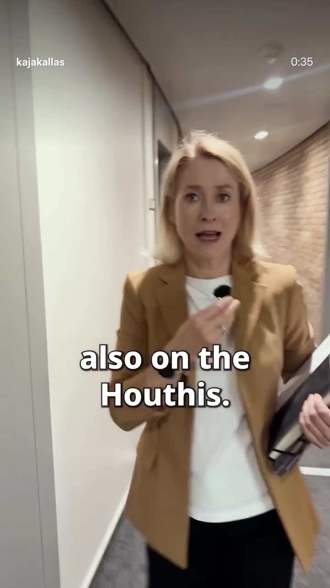 A story reshares Kaja Kallas's reel following her busy day at the European Parliament in Strasbourg, from early meetings and plenary debates to the Arctic strategy presentation and a press conference.