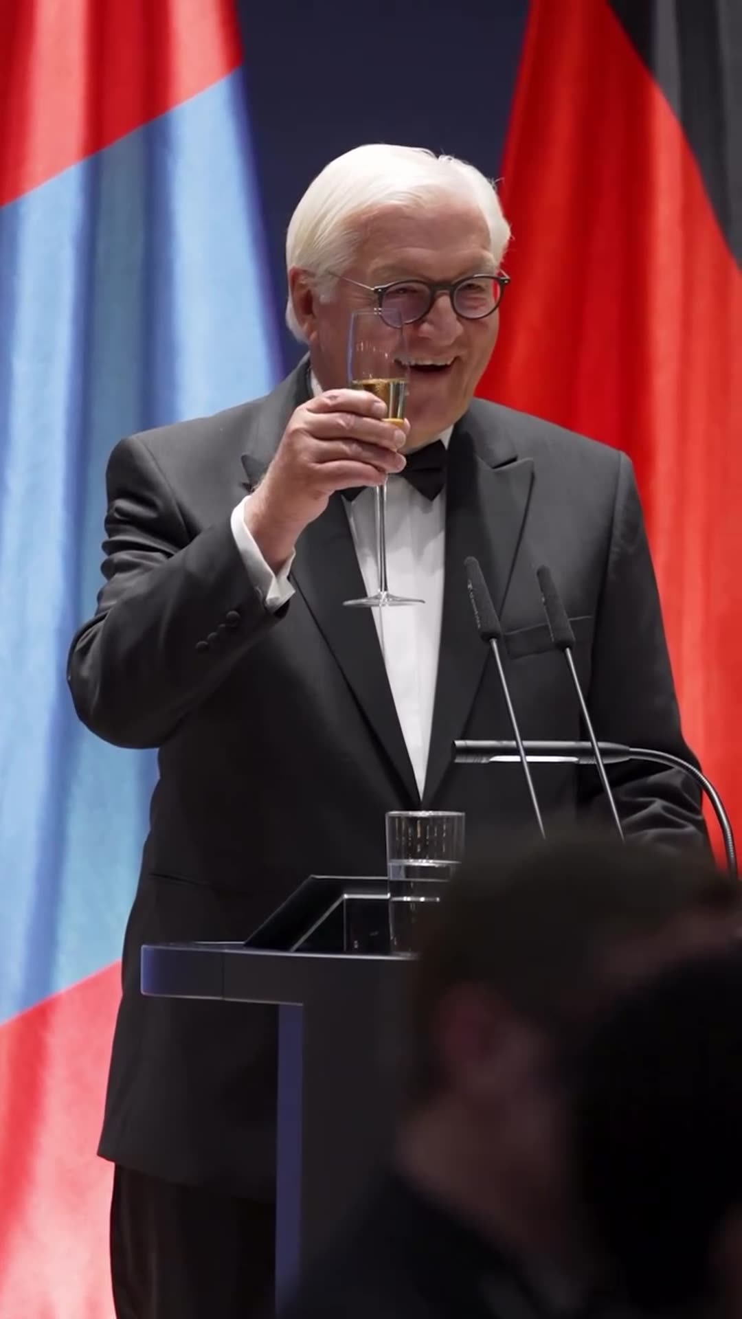 A story reshares the German Federal President's video of a toast at a state banquet, raising a glass to everything new that will arise between Germany and Mongolia.